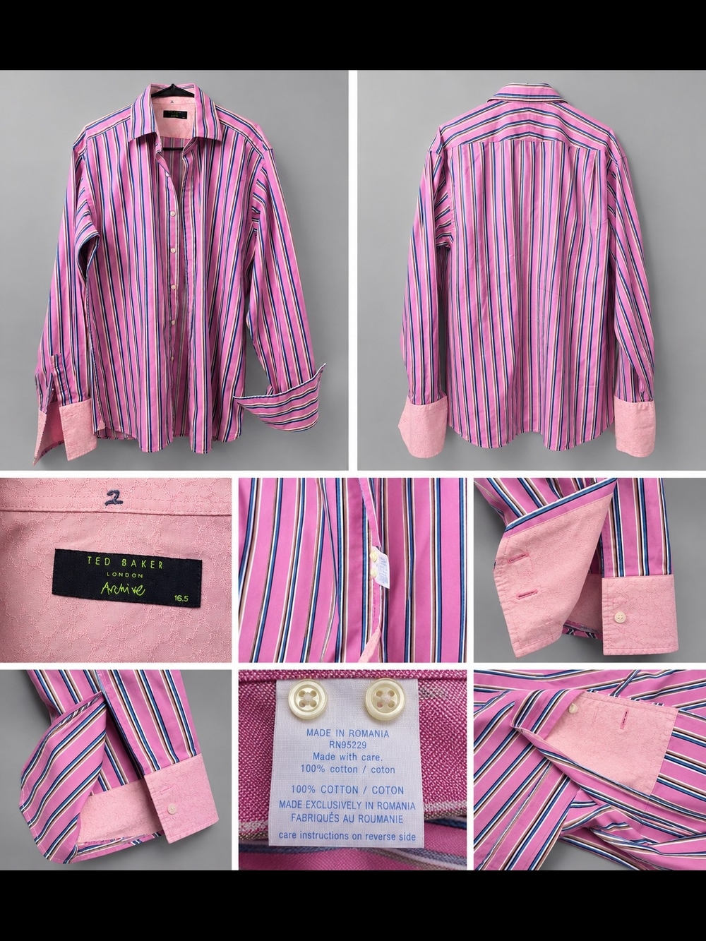 Ted Baker Pink Multi-Stripe Button-Down Shirt